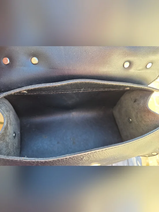 HARLEY-DAVIDSON VINTAGE BLACK LEATHER SADDLE HANDBAG - Picture 11 of 11